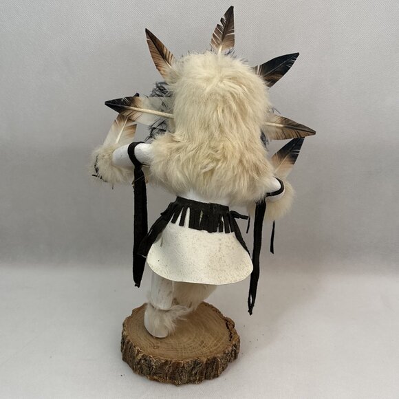 Vintage Hand Crafted Signed Sun Face Kachina Doll on Wood Base 12" Tall - Picture 4 of 6